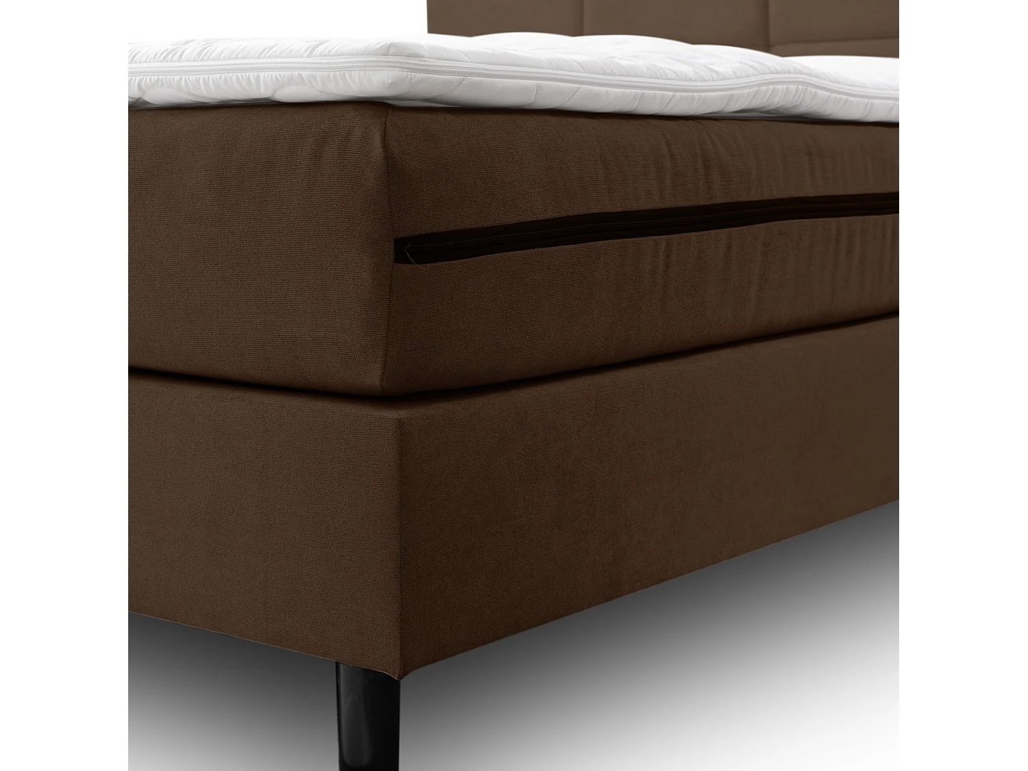 Lit boxspring BOSS, lit rembourré Dimensions : 160x200 cm, couleur : marron, tissu velours, lit double avec matelas Bonell H3 et surmatelas inclus