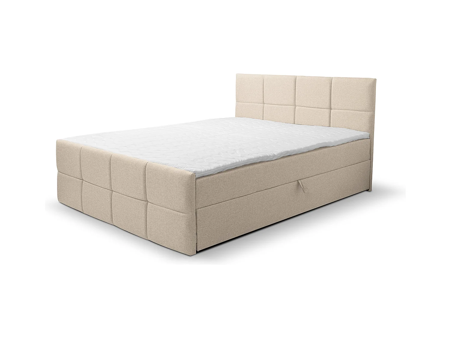 Lit boxspring DORIS avec 2 coffres de rangement, lit rembourré Dimensions: 160x200, couleur: beige, tissu velours