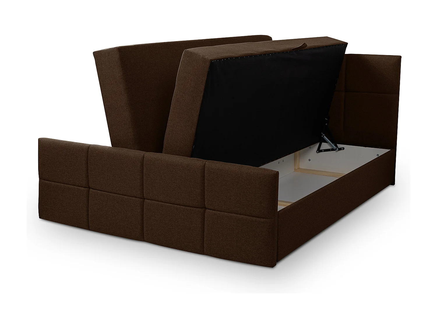 Lit boxspring DORIS avec 2 coffres de rangement, lit rembourré Dimensions: 140x200, couleur: marron, tissu velours