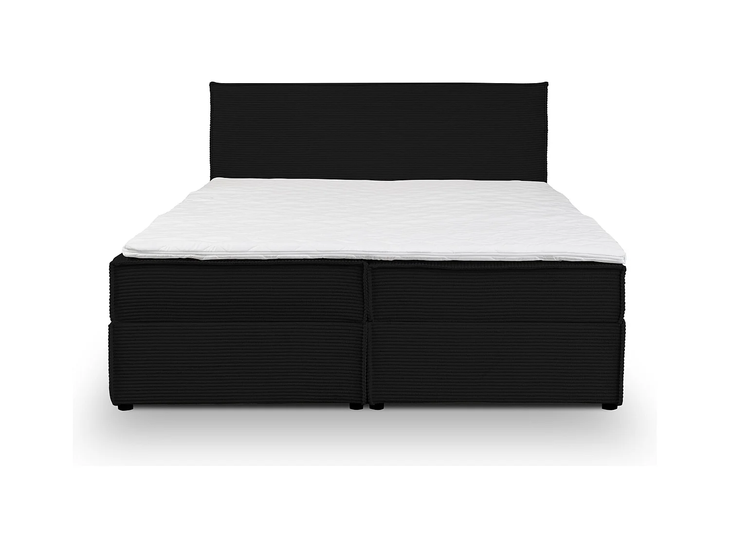 Lit boxspring GLORIA avec 2 coffres de rangement, lit rembourré Dimensions: 140x200, couleur: noir, tissu velours