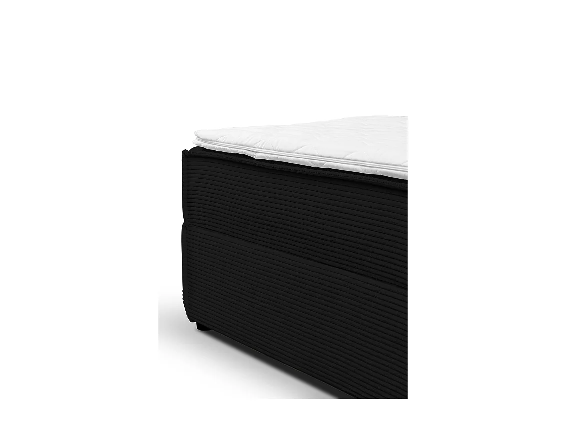 Lit boxspring GLORIA avec 2 coffres de rangement, lit rembourré Dimensions: 140x200, couleur: noir, tissu velours