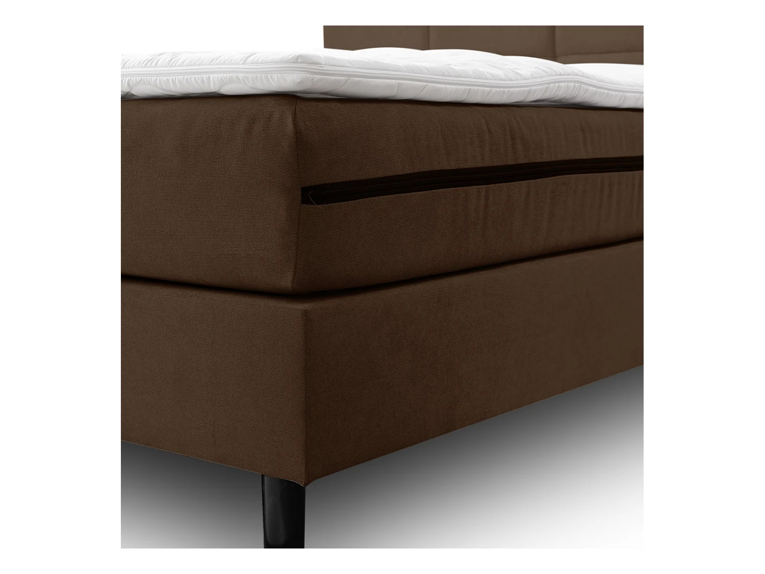 Lit boxspring Kansas, lit rembourré Dimensions : 160x200 cm, couleur : marron, tissu velours, lit double avec matelas Bonell H3 et surmatelas inclus