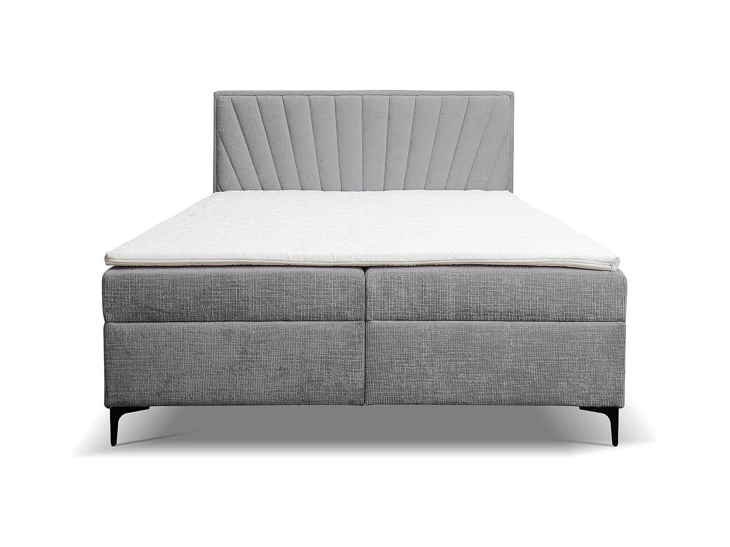 Lit boxspring Cimone avec 2 tiroirs de rangement, lit rembourré Dimensions: 180x200 cm, couleur: gris, tissu velours