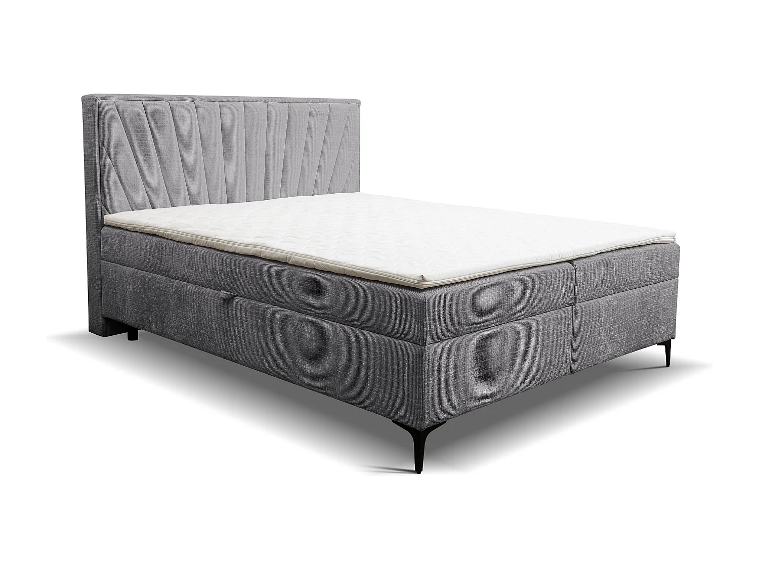 Lit boxspring Cimone avec 2 tiroirs de rangement, lit rembourré Dimensions: 180x200 cm, couleur: gris, tissu velours