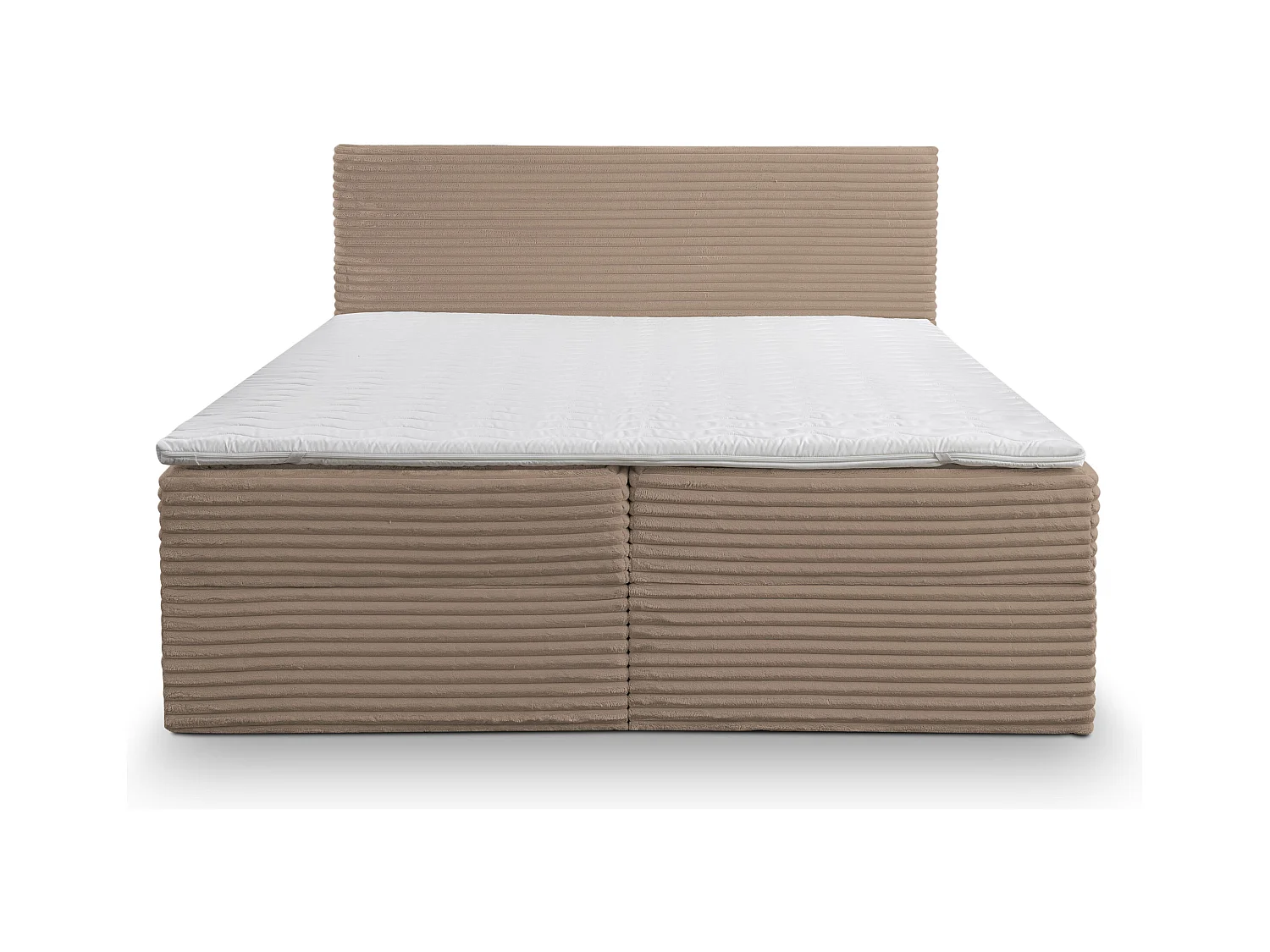 Lit boxspring Tilly avec 2 coffres de rangement, lit rembourré Dimensions: 140x200, couleur: marron, tissu cordé
