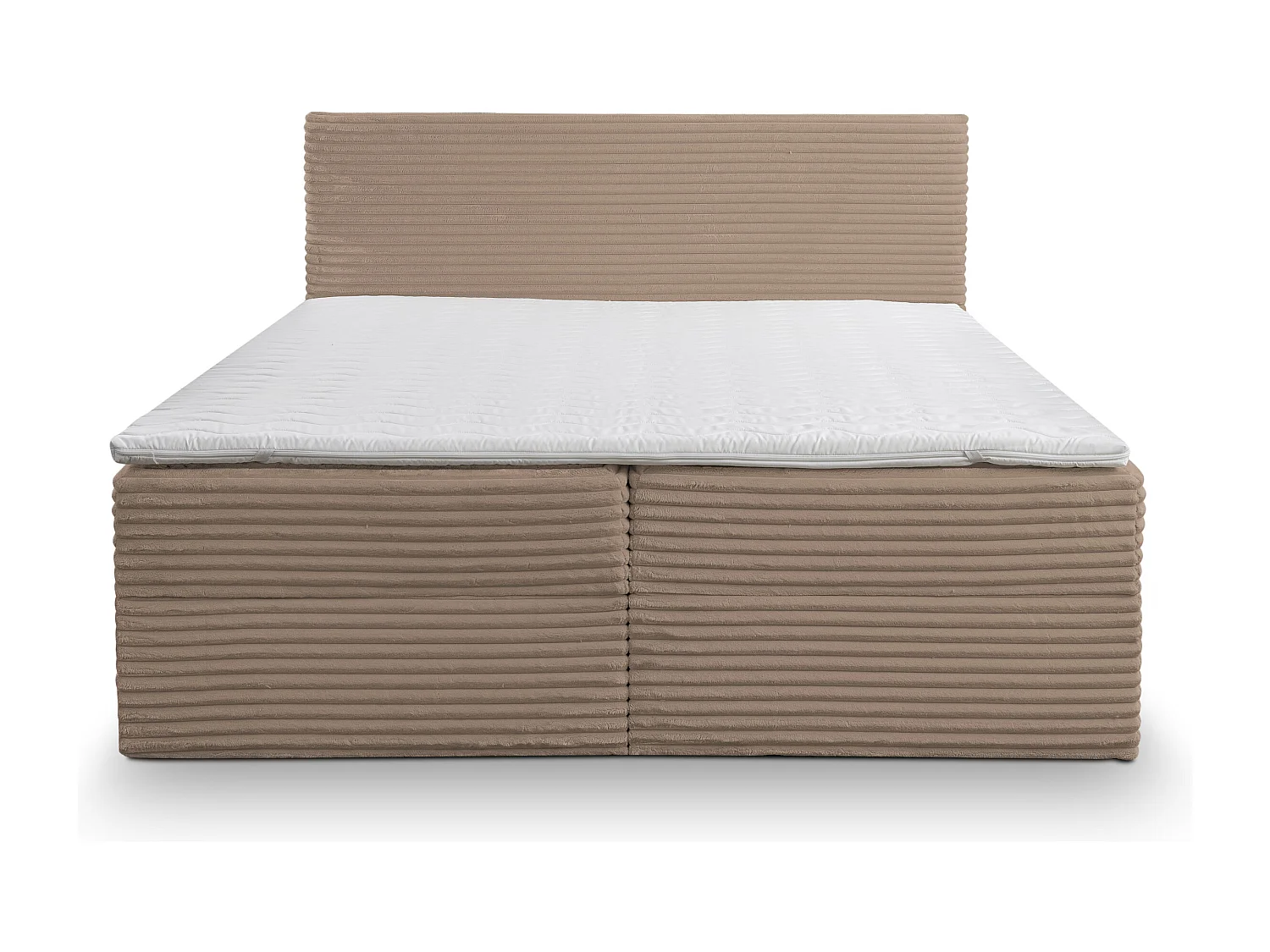 Lit boxspring Tilly avec 2 coffres de rangement, lit rembourré Dimensions: 140x200, couleur: marron, tissu cordé
