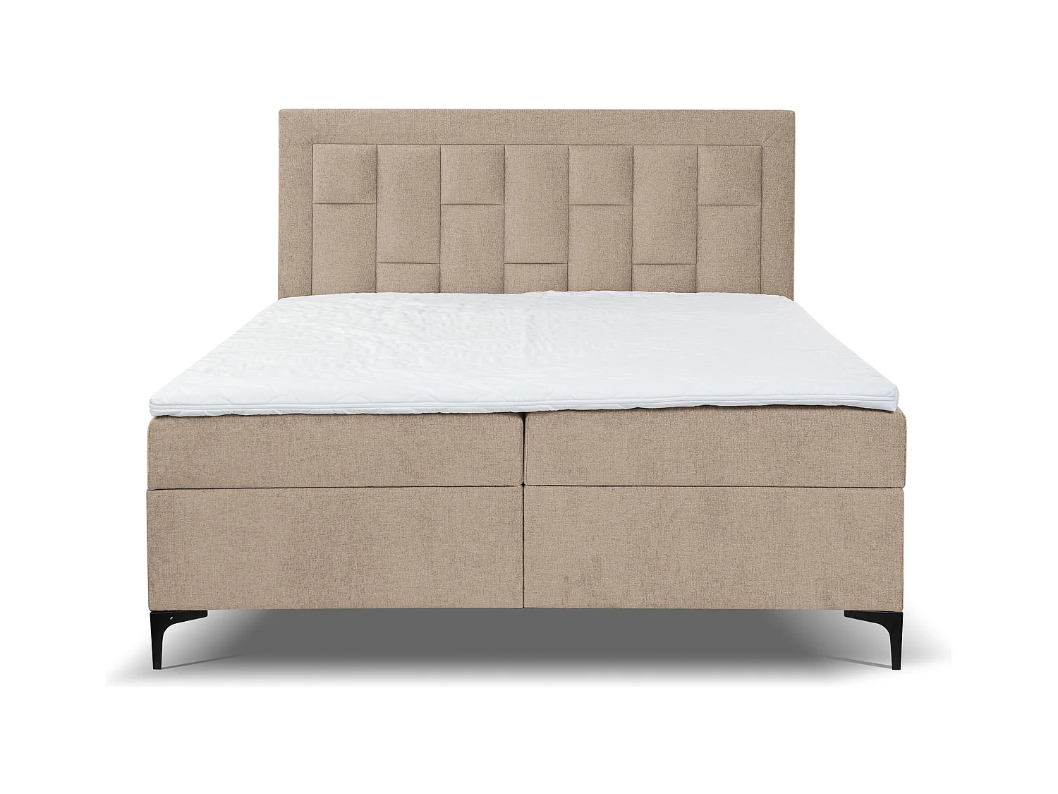 Lit boxspring VENEZIA avec 2 coffres de rangement, lit rembourré Dimensions: 180x200 cm, couleur: marron clair, tissu velours