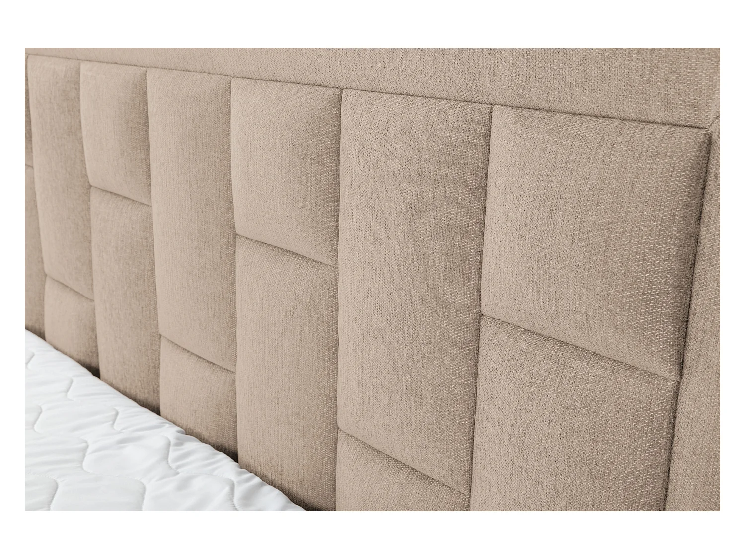 Lit boxspring VENEZIA avec 2 coffres de rangement, lit rembourré Dimensions: 180x200 cm, couleur: marron clair, tissu velours