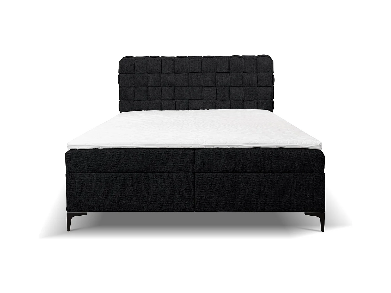 Lit boxspring Roma avec 2 coffres de rangement, lit rembourré Dimensions: 140x200, couleur: noir, tissu velours