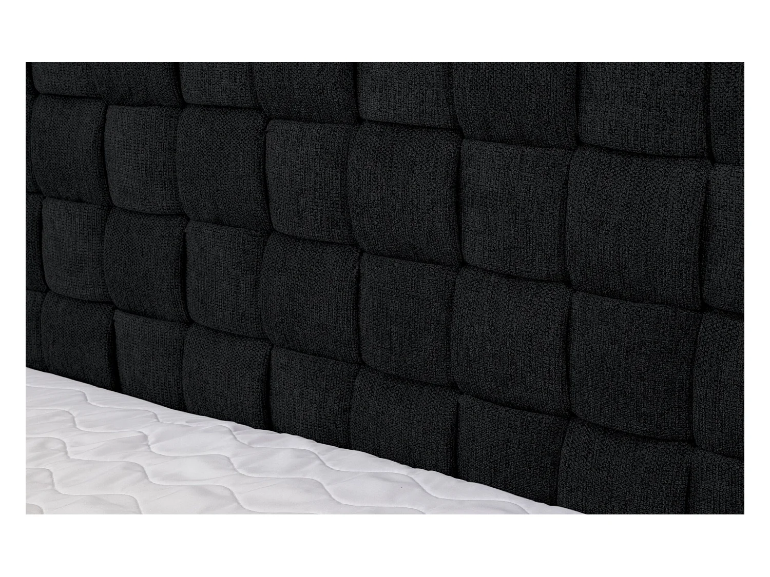 Lit boxspring Roma avec 2 coffres de rangement, lit rembourré Dimensions: 140x200, couleur: noir, tissu velours