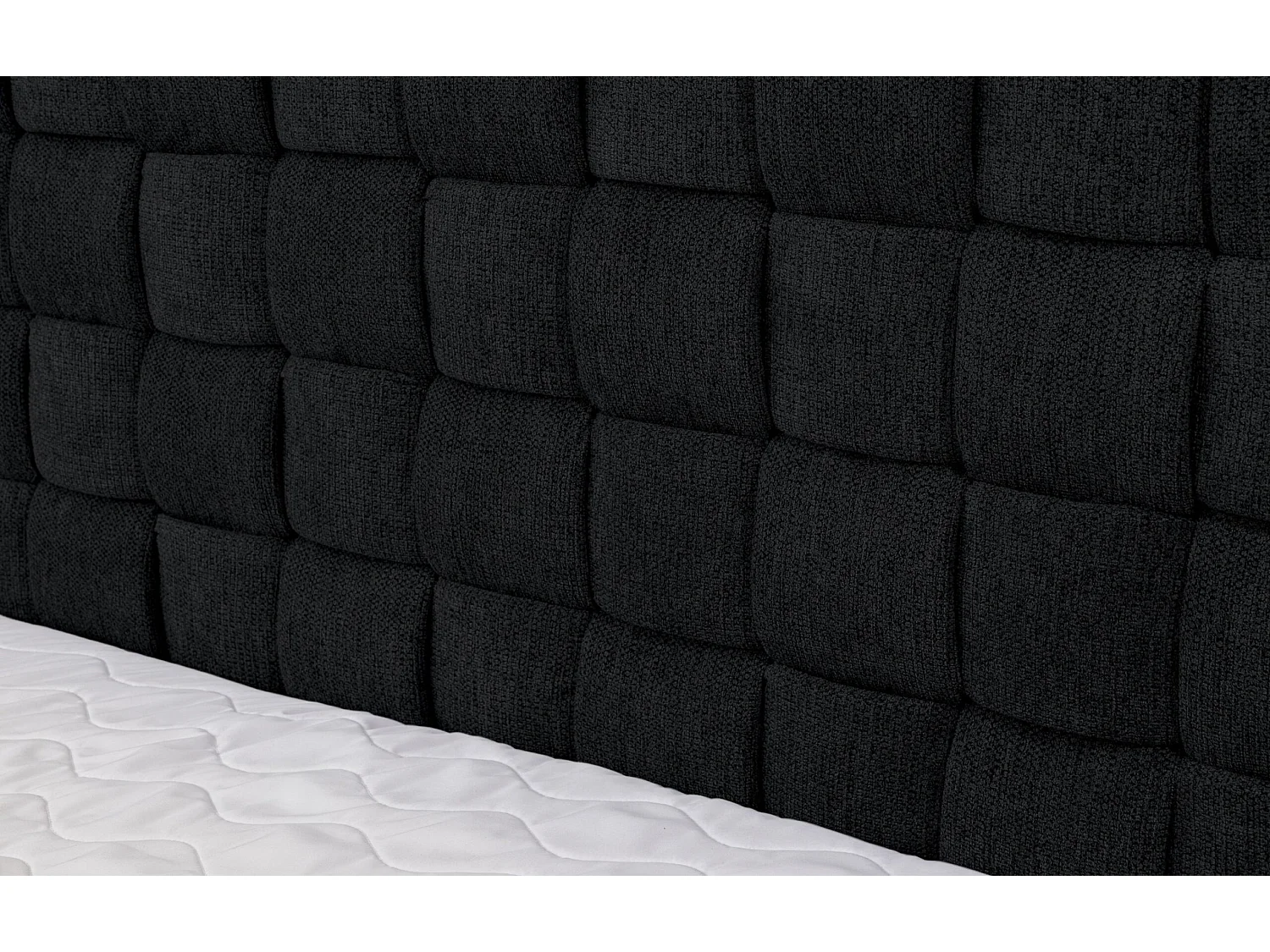 Lit boxspring Roma avec 2 coffres de rangement, lit rembourré Dimensions: 140x200, couleur: noir, tissu velours