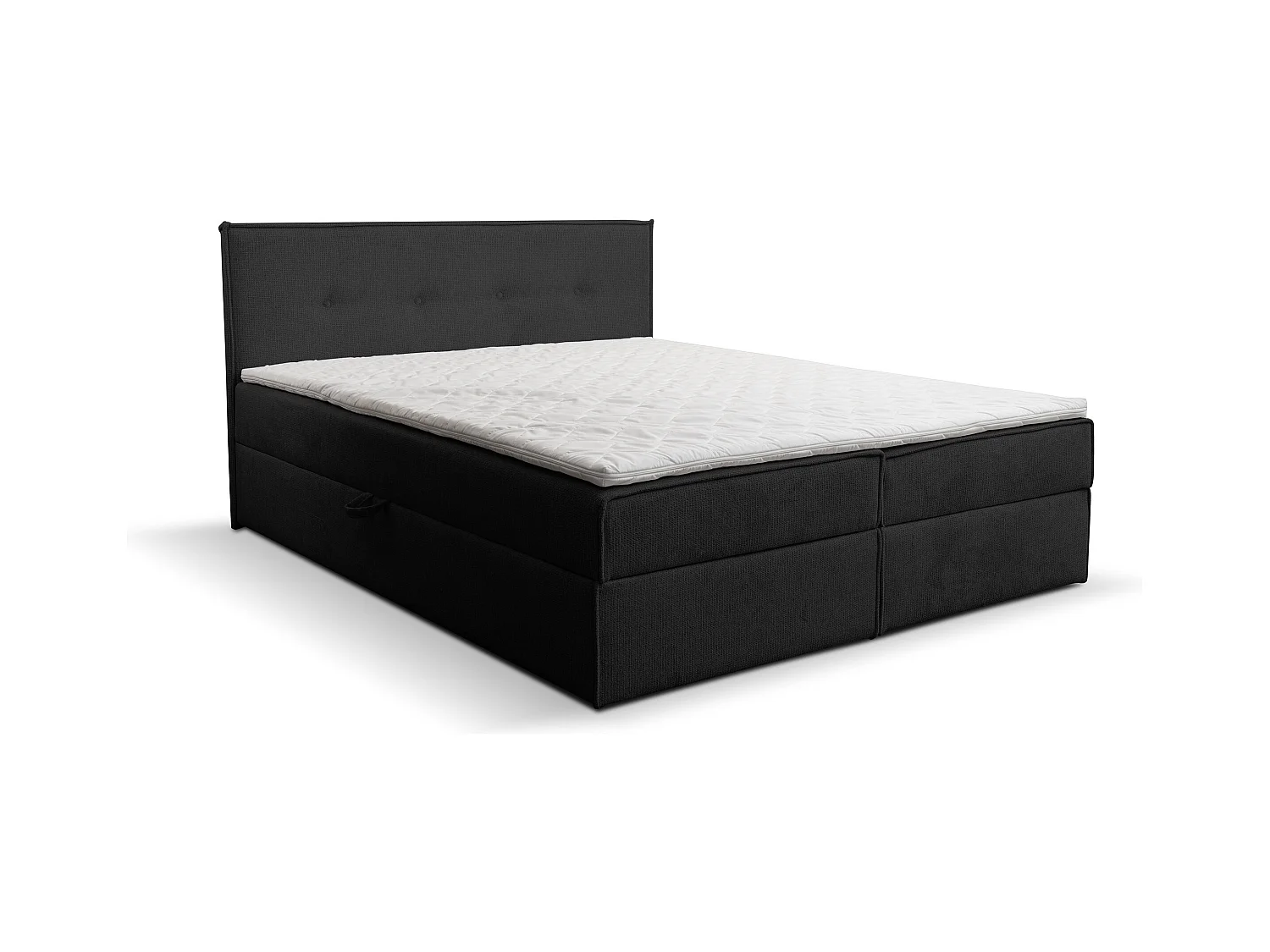 Lit boxspring Calido avec 2 coffres de rangement, lit rembourré Dimensions: 180x200, couleur: noir, tissu structuré