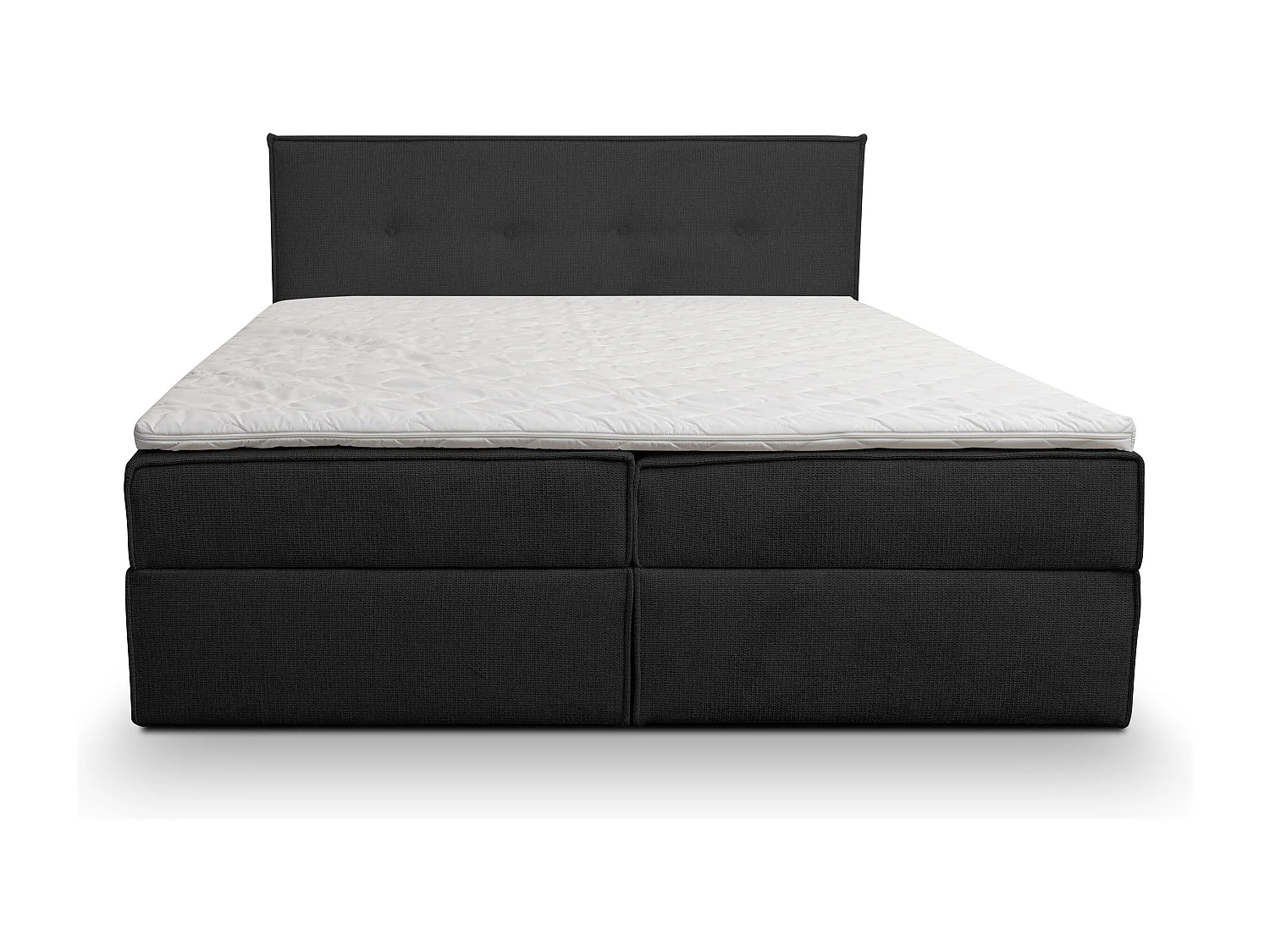 Lit boxspring Calido avec 2 coffres de rangement, lit rembourré Dimensions: 180x200, couleur: noir, tissu structuré
