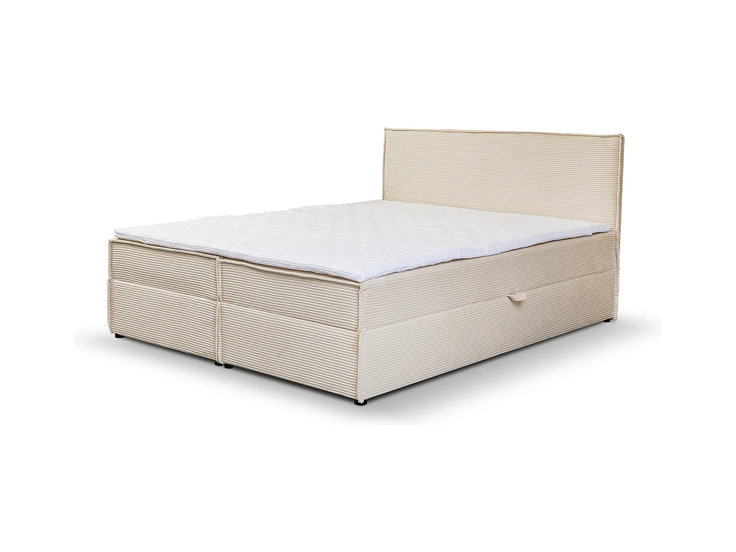 Lit boxspring GLORIA avec 2 coffres de rangement, lit rembourré Dimensions: 140x200, couleur: beige, tissu cordé