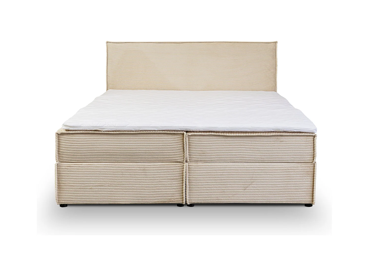 Lit boxspring GLORIA avec 2 coffres de rangement, lit rembourré Dimensions: 140x200, couleur: beige, tissu cordé
