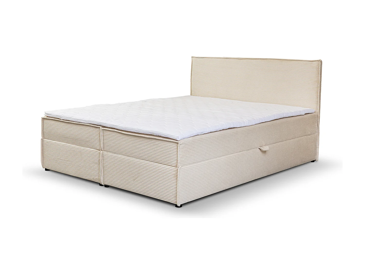 Lit boxspring GLORIA avec 2 coffres de rangement, lit rembourré Dimensions: 140x200, couleur: beige, tissu cordé