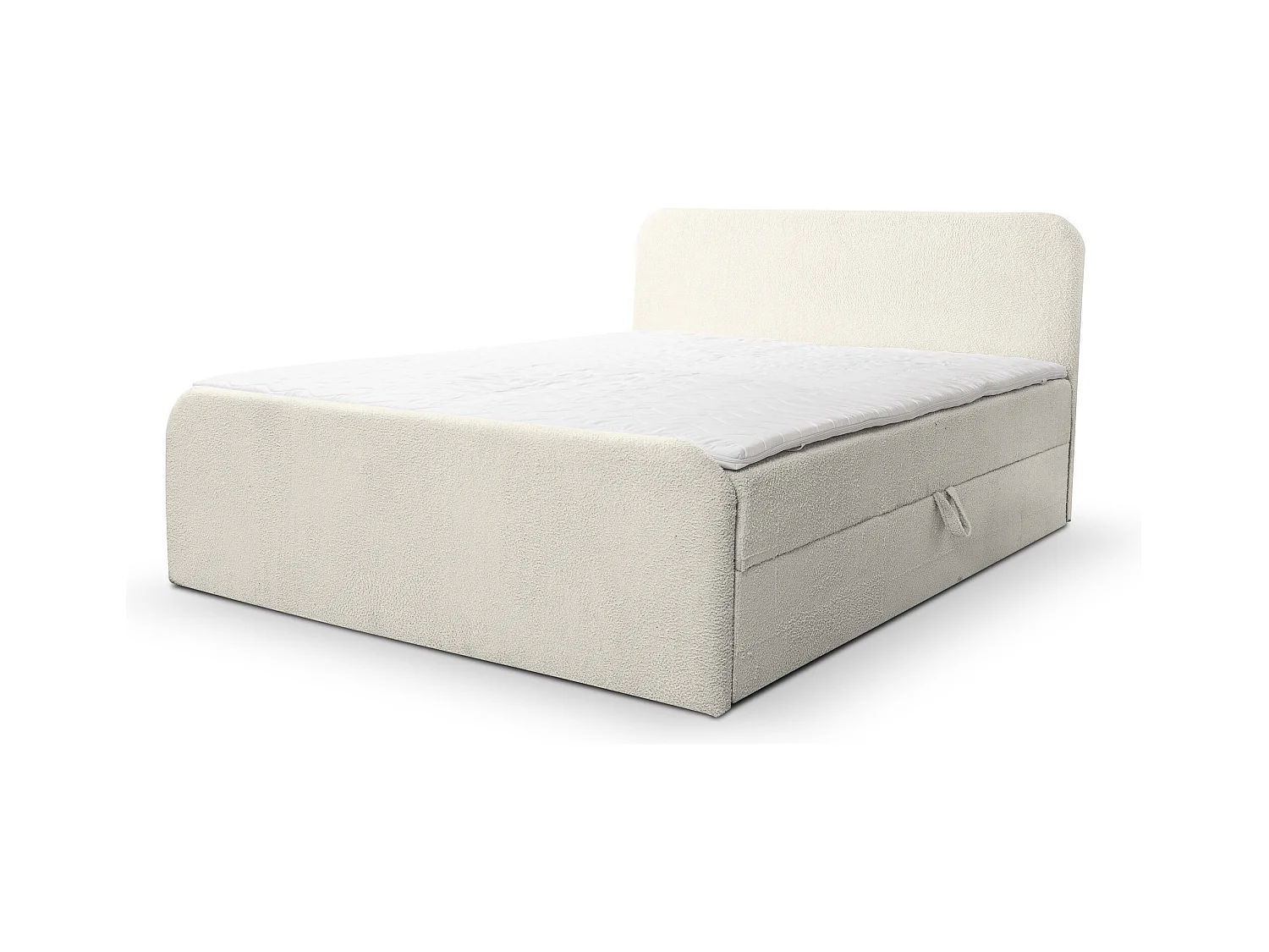 Lit boxspring LAMBI avec 2 coffres de rangement, lit rembourré Dimensions: 140x200, couleur: beige, tissu bouclé