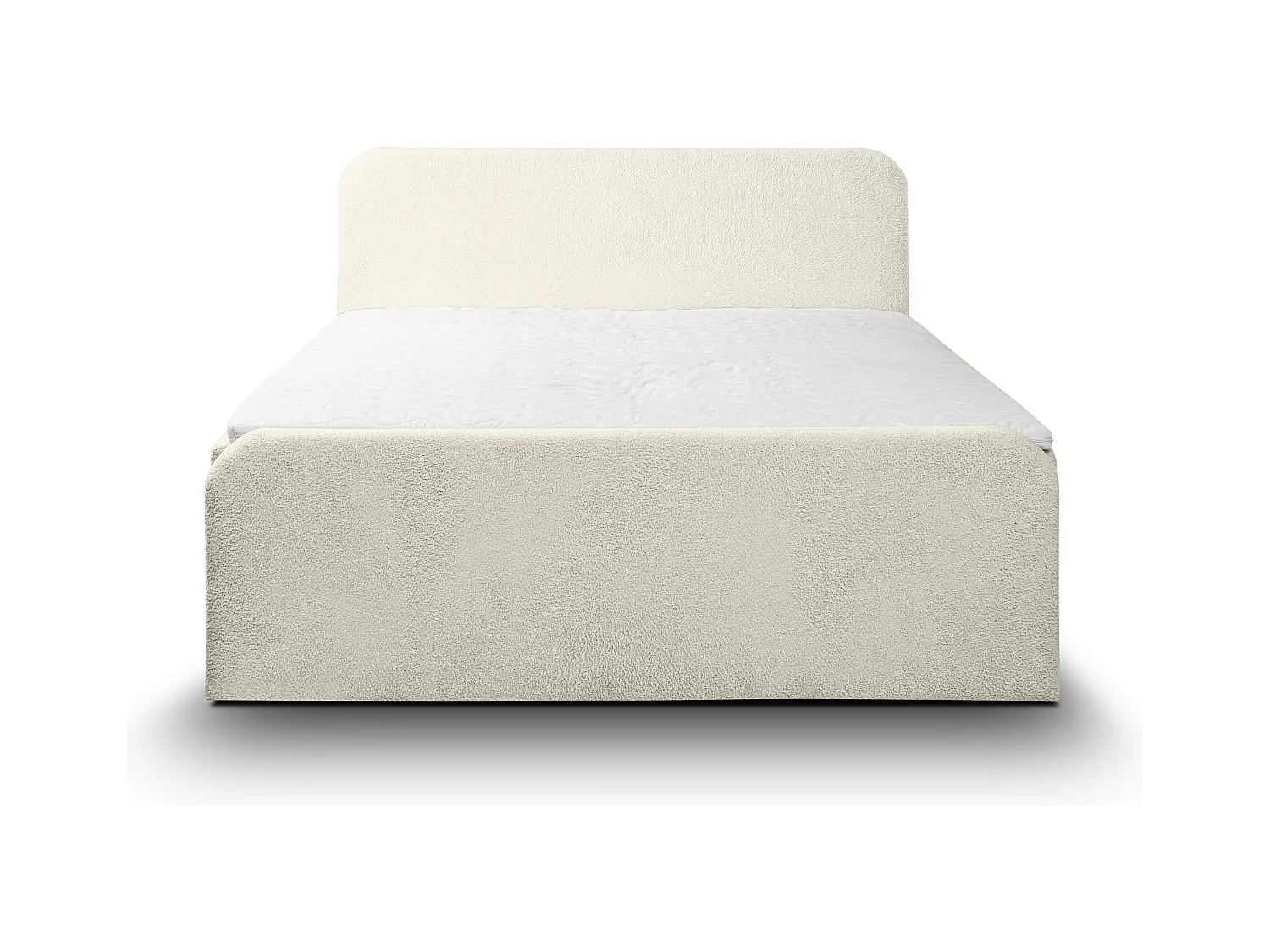 Lit boxspring LAMBI avec 2 coffres de rangement, lit rembourré Dimensions: 140x200, couleur: beige, tissu bouclé