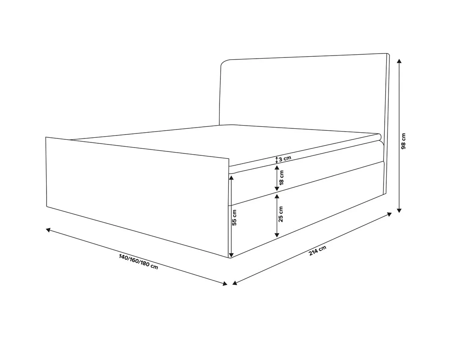 Lit boxspring LAMBI avec 2 coffres de rangement, lit rembourré Dimensions: 140x200, couleur: beige, tissu bouclé