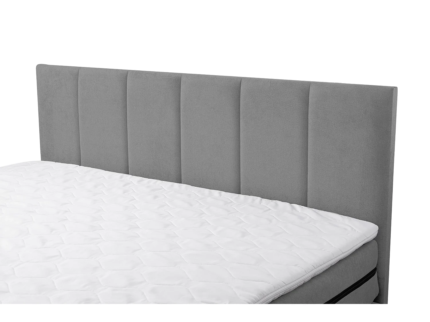 Lit boxspring Paris, lit rembourré Dimensions : 180x200 cm, couleur : gris, tissu velours, lit double avec matelas Bonell H3 et surmatelas inclus