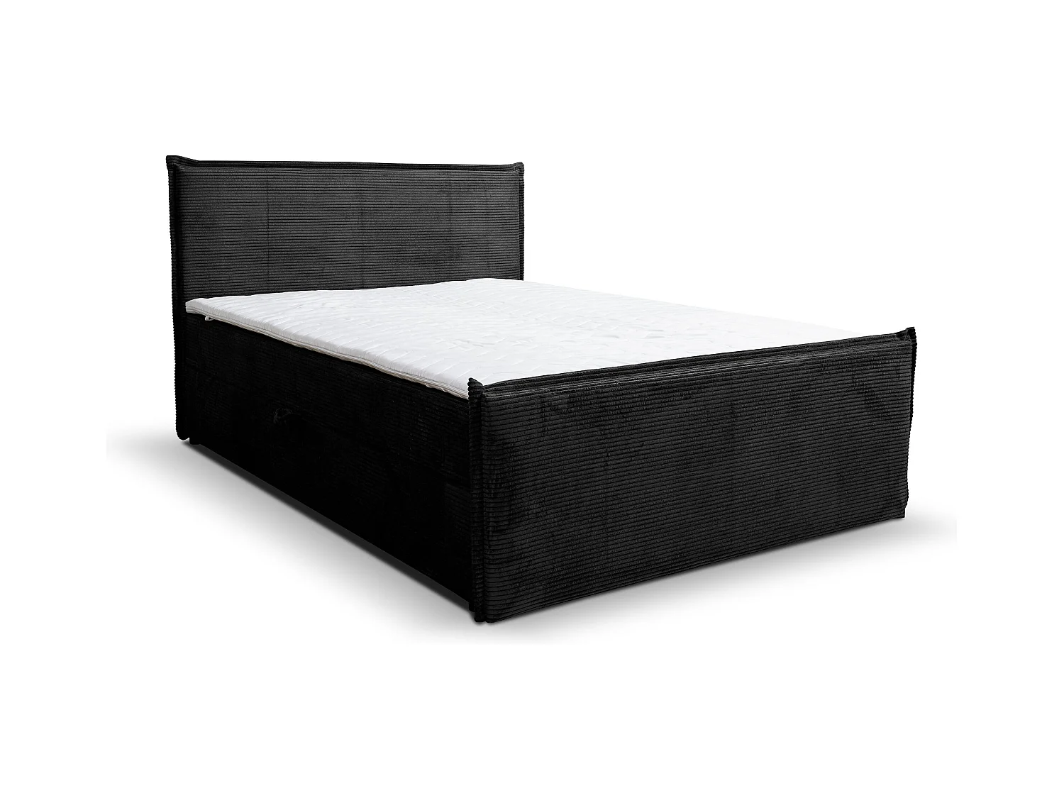 Lit boxspring Vanessa avec 2 coffres de rangement, lit rembourré Dimensions: 180x200, couleur: noir, tissu cordé