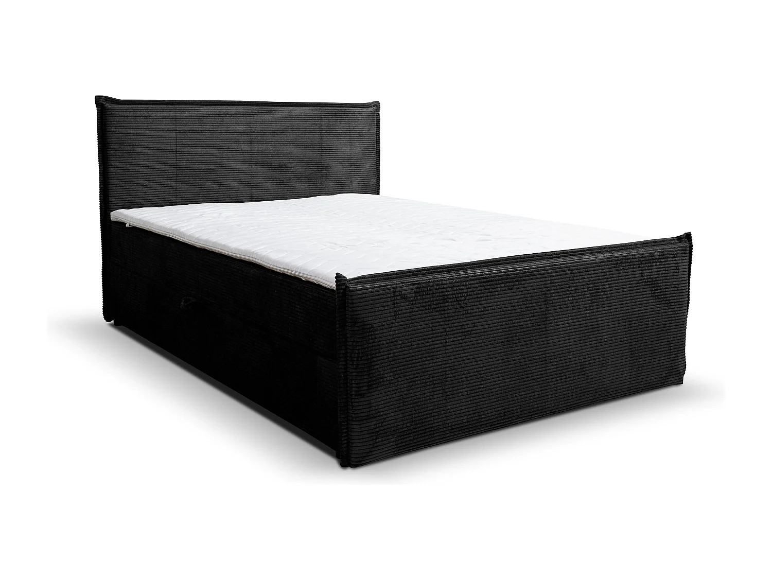 Lit boxspring Vanessa avec 2 coffres de rangement, lit rembourré Dimensions: 180x200, couleur: noir, tissu cordé