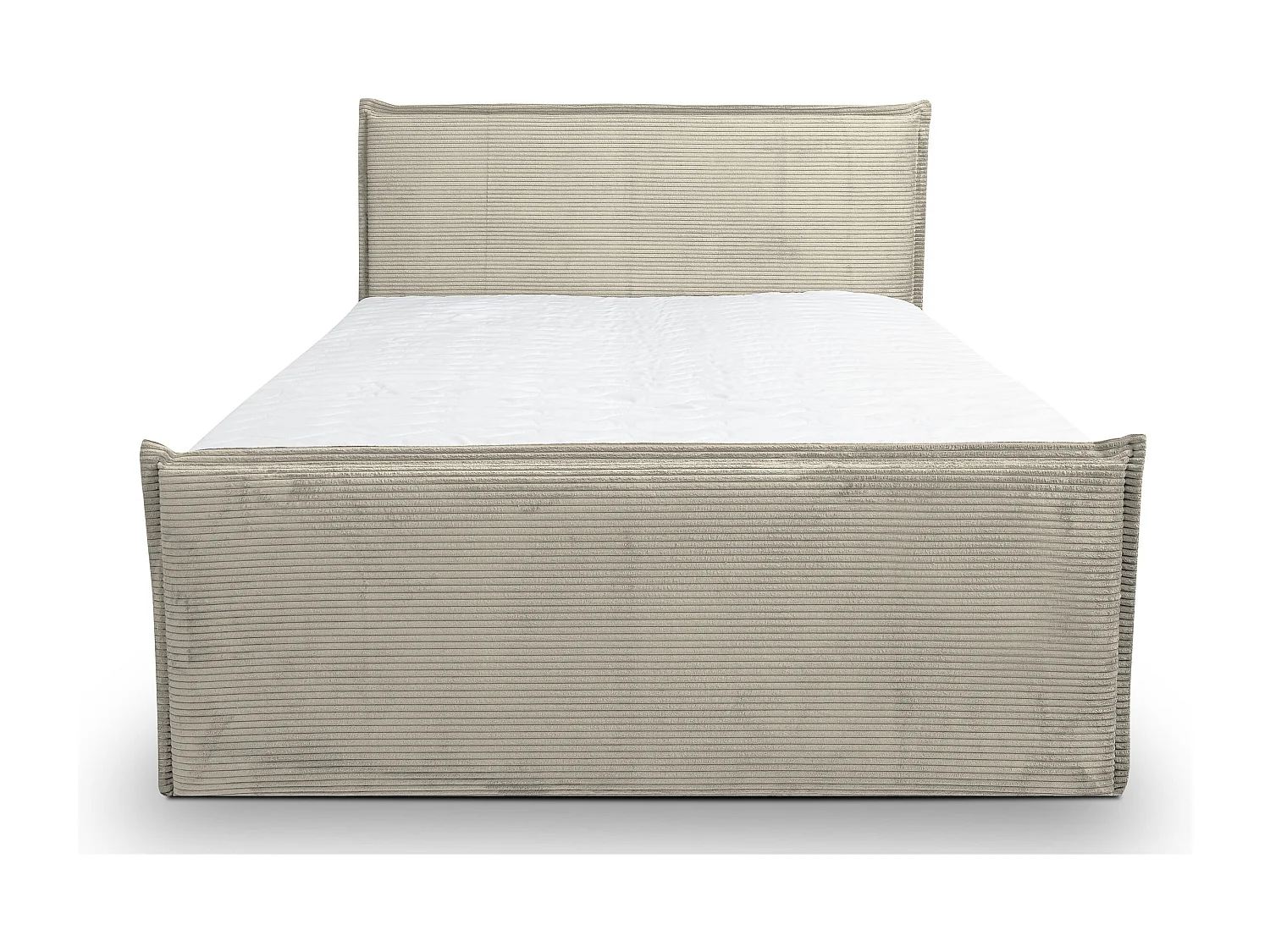 Lit boxspring Vanessa avec 2 coffres de rangement, lit rembourré Dimensions: 180x200, couleur: beige, tissu cordé