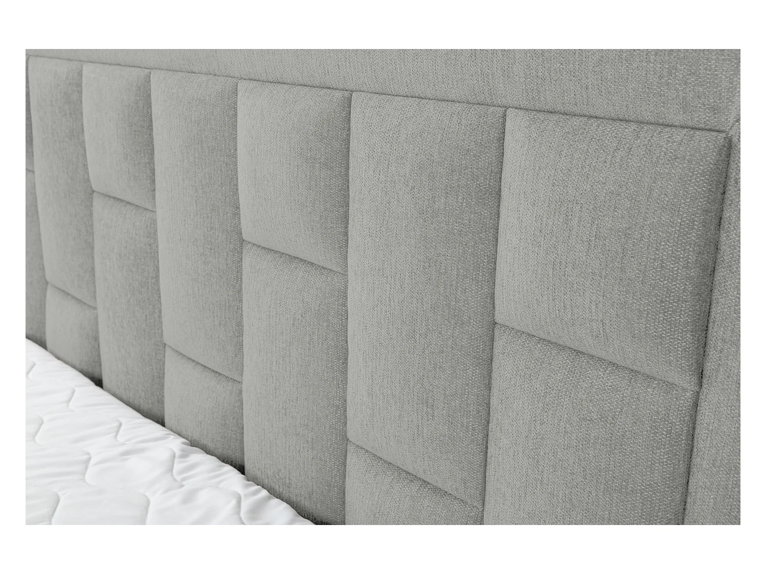 Lit boxspring VENEZIA avec 2 tiroirs de rangement, lit rembourré Dimensions: 180x200 cm, couleur: gris, tissu velours