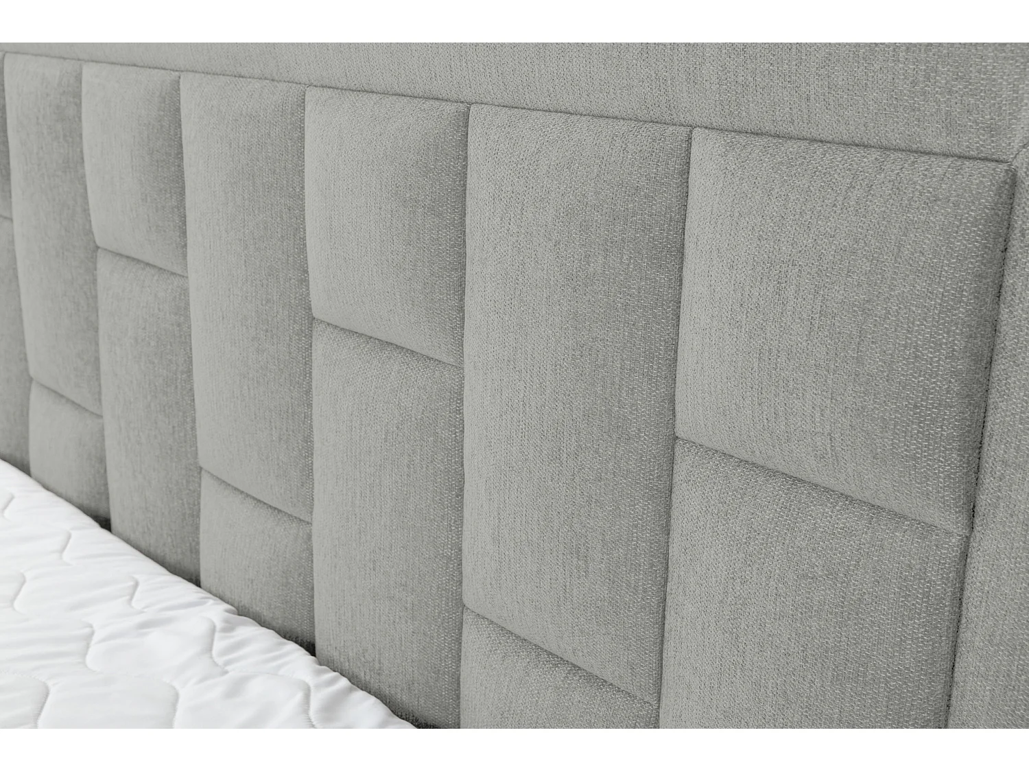 Lit boxspring VENEZIA avec 2 tiroirs de rangement, lit rembourré Dimensions: 180x200 cm, couleur: gris, tissu velours