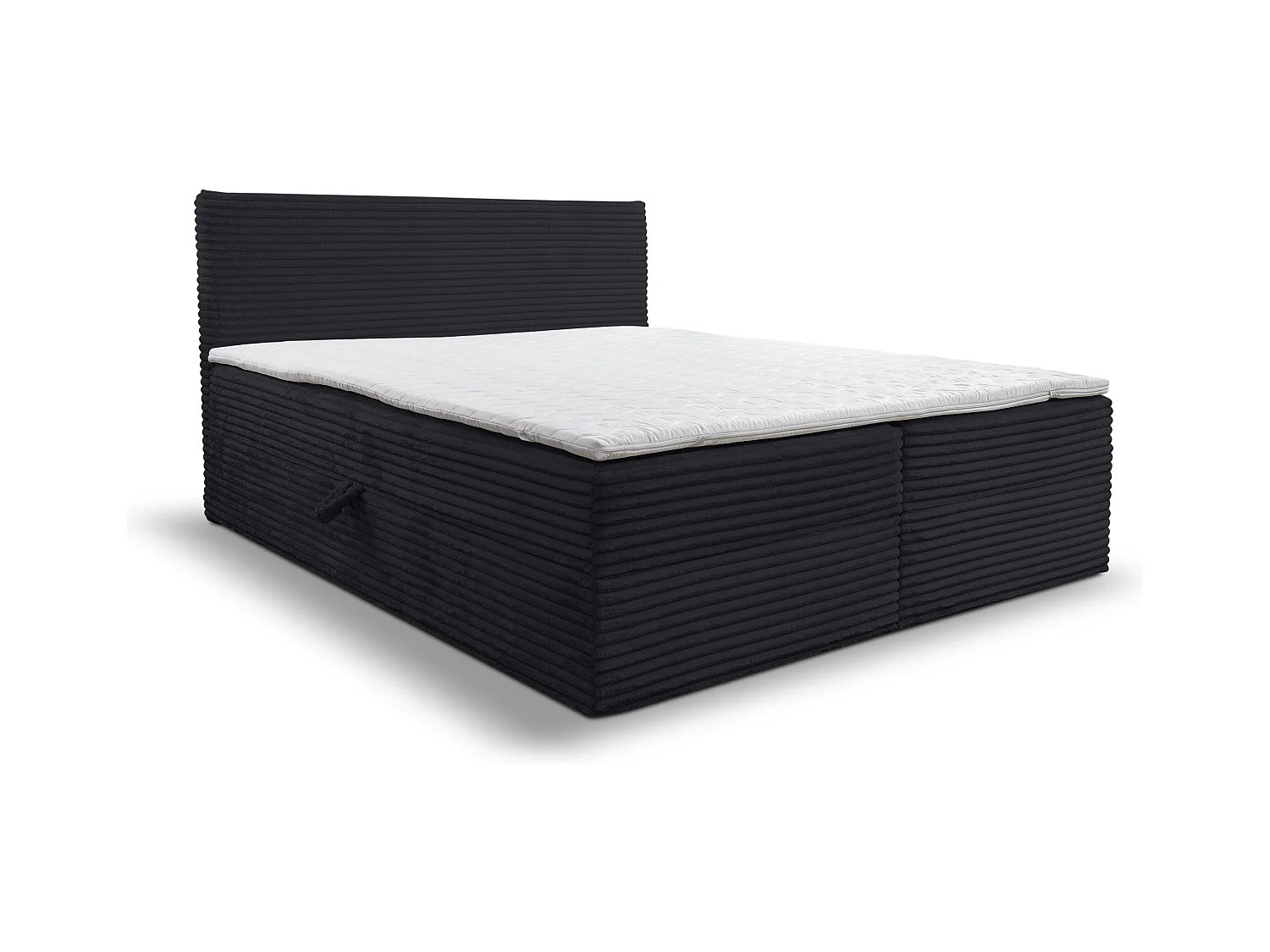 Lit boxspring Tilly avec 2 tiroirs de rangement, lit rembourré Dimensions: 180x200, couleur: noir, tissu cordé