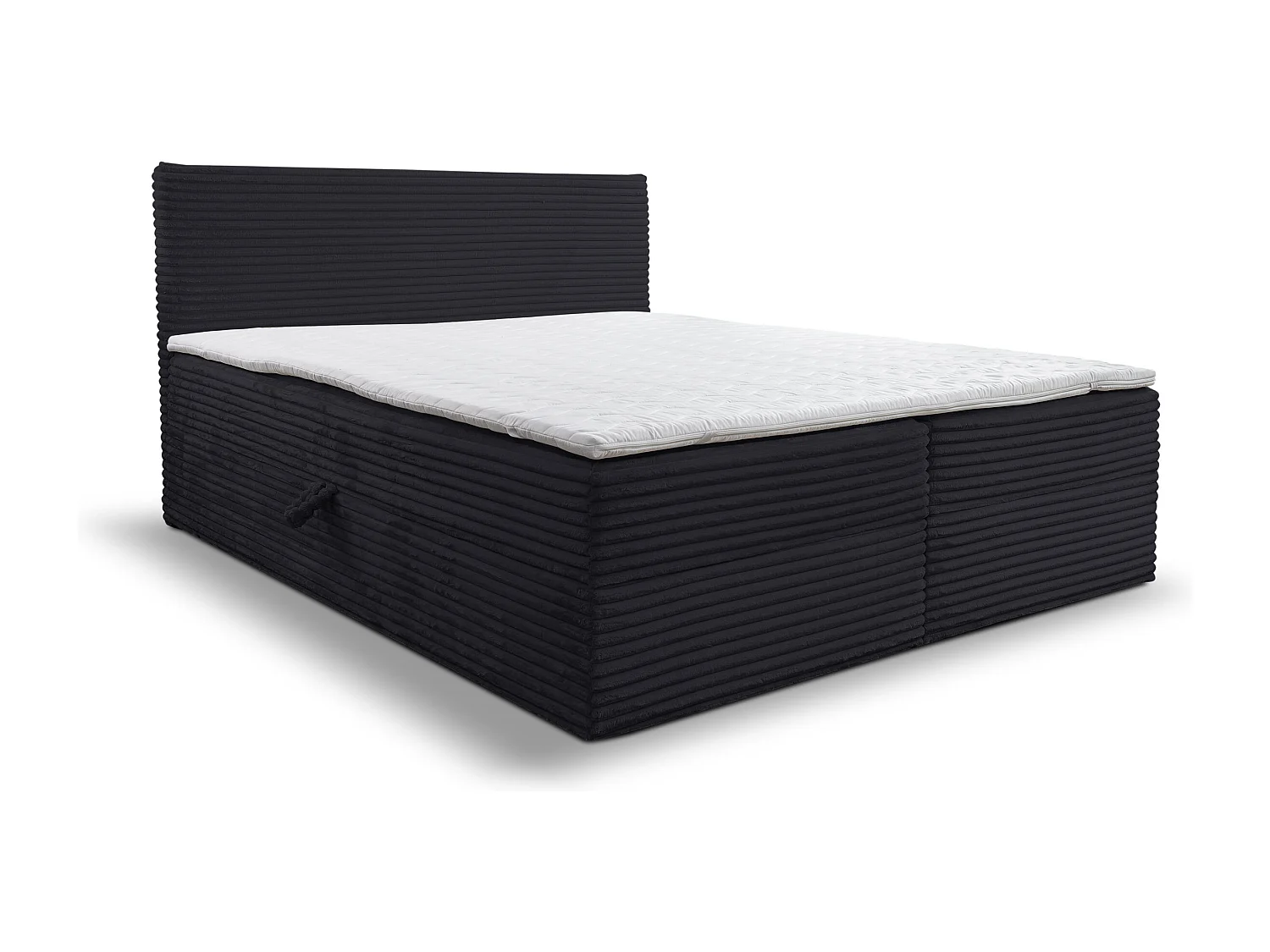 Lit boxspring Tilly avec 2 tiroirs de rangement, lit rembourré Dimensions: 180x200, couleur: noir, tissu cordé