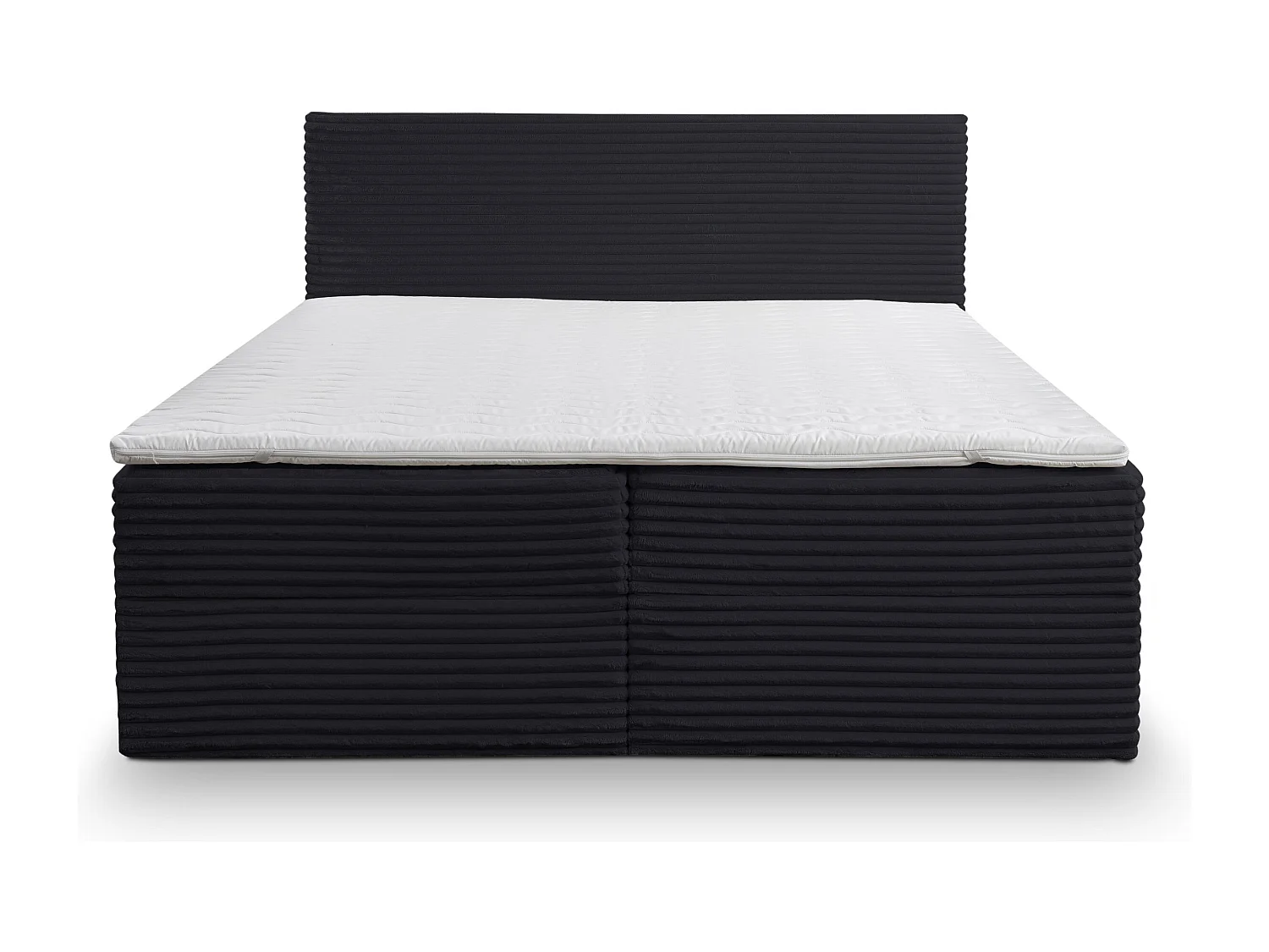 Lit boxspring Tilly avec 2 tiroirs de rangement, lit rembourré Dimensions: 180x200, couleur: noir, tissu cordé