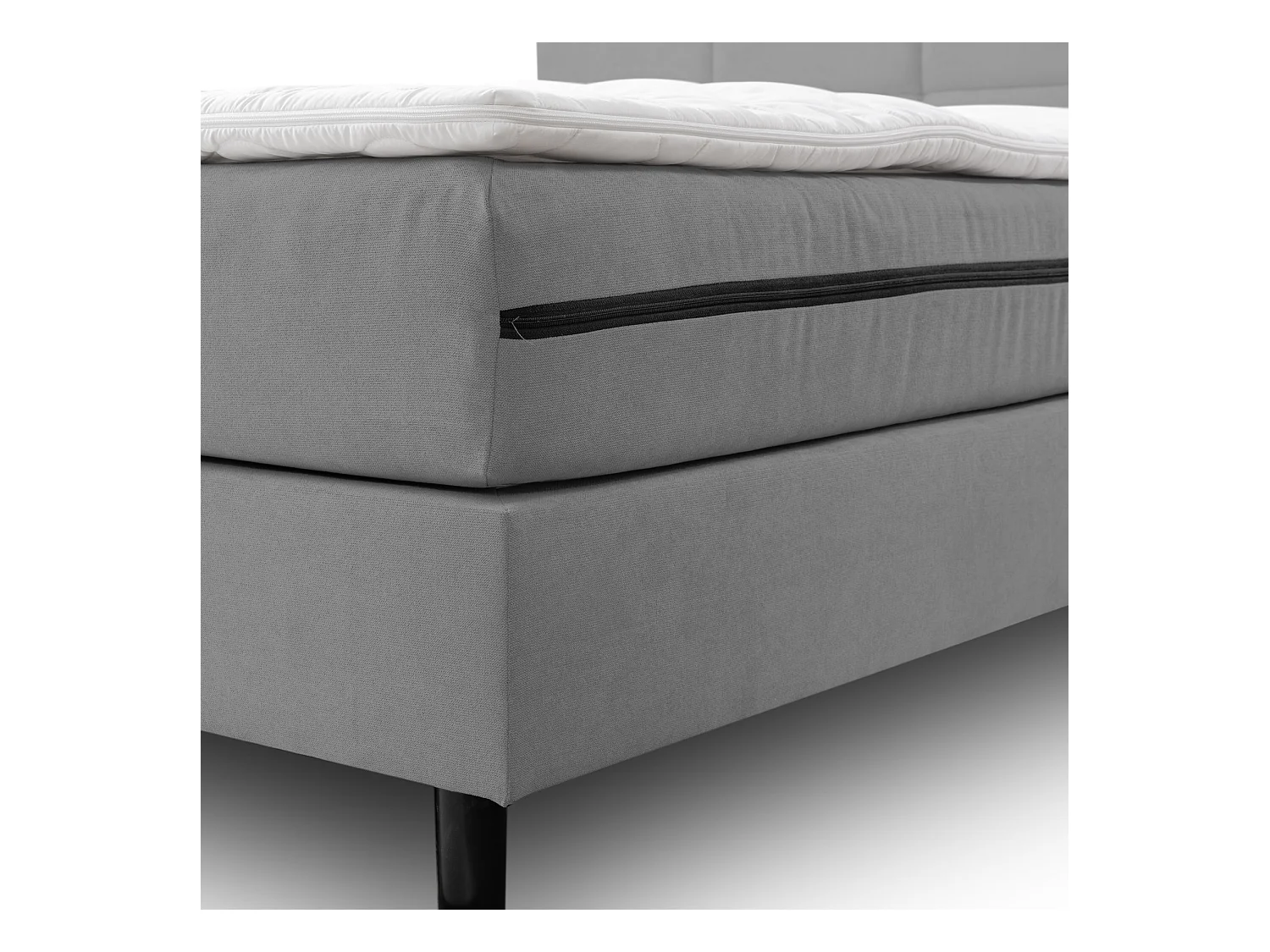 Lit boxspring Kansas, lit rembourré Dimensions : 140x200 cm, couleur : gris, tissu velours, lit double avec matelas Bonell H3 et surmatelas inclus