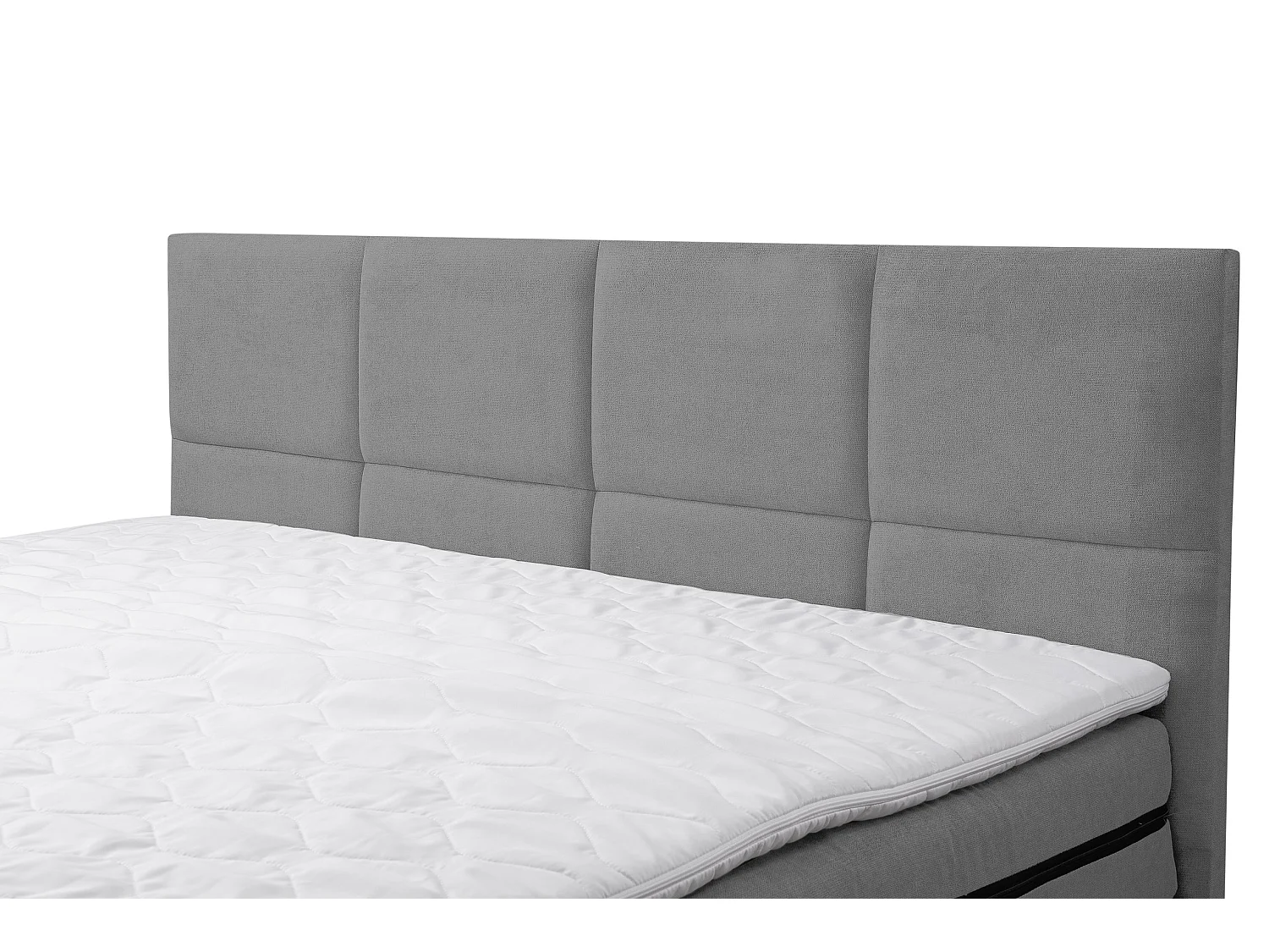 Lit boxspring Kansas, lit rembourré Dimensions : 140x200 cm, couleur : gris, tissu velours, lit double avec matelas Bonell H3 et surmatelas inclus