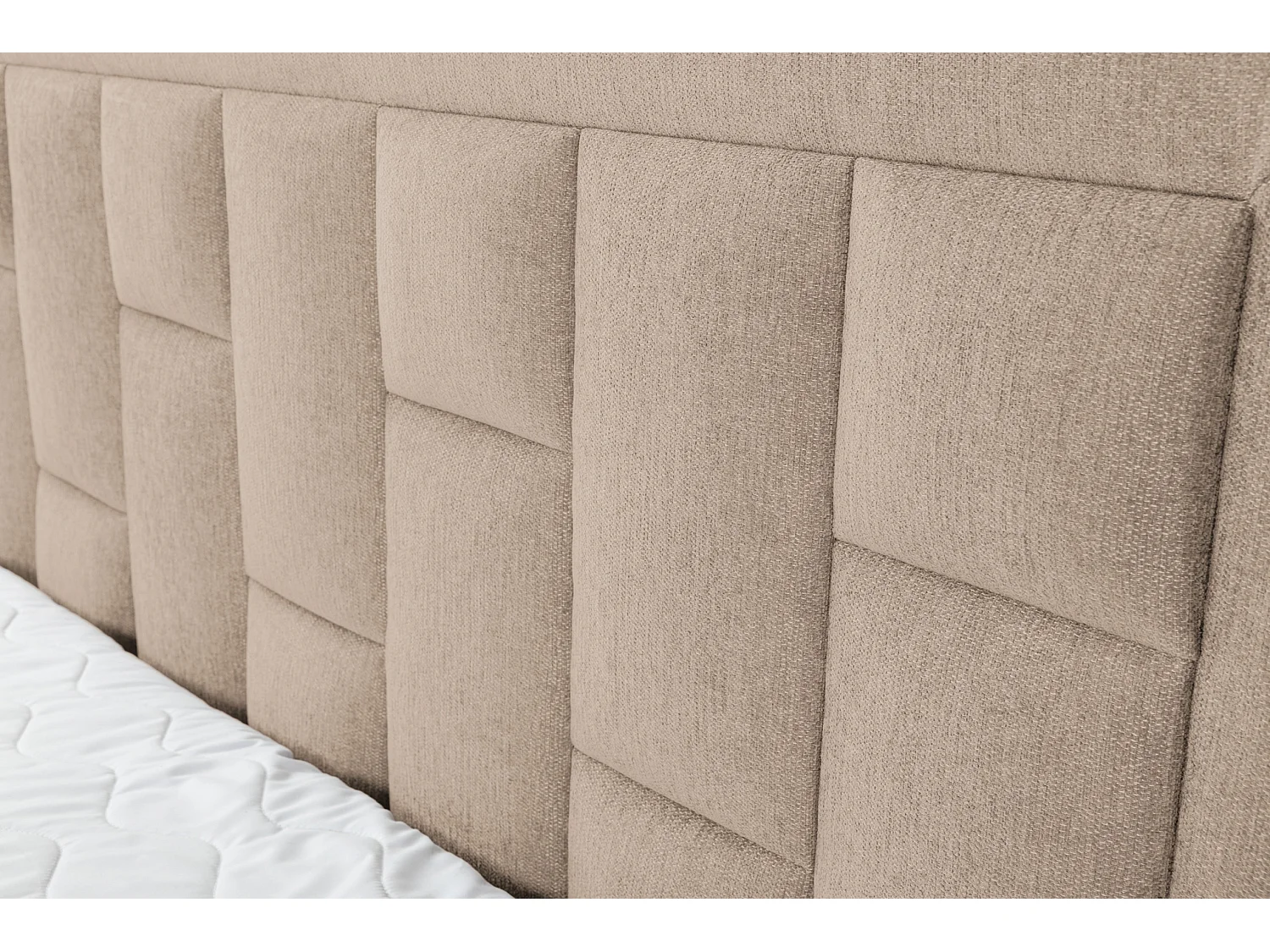 Lit boxspring VENEZIA avec 2 coffres de rangement, lit rembourré Dimensions: 160x200 cm, couleur: marron clair, tissu velours