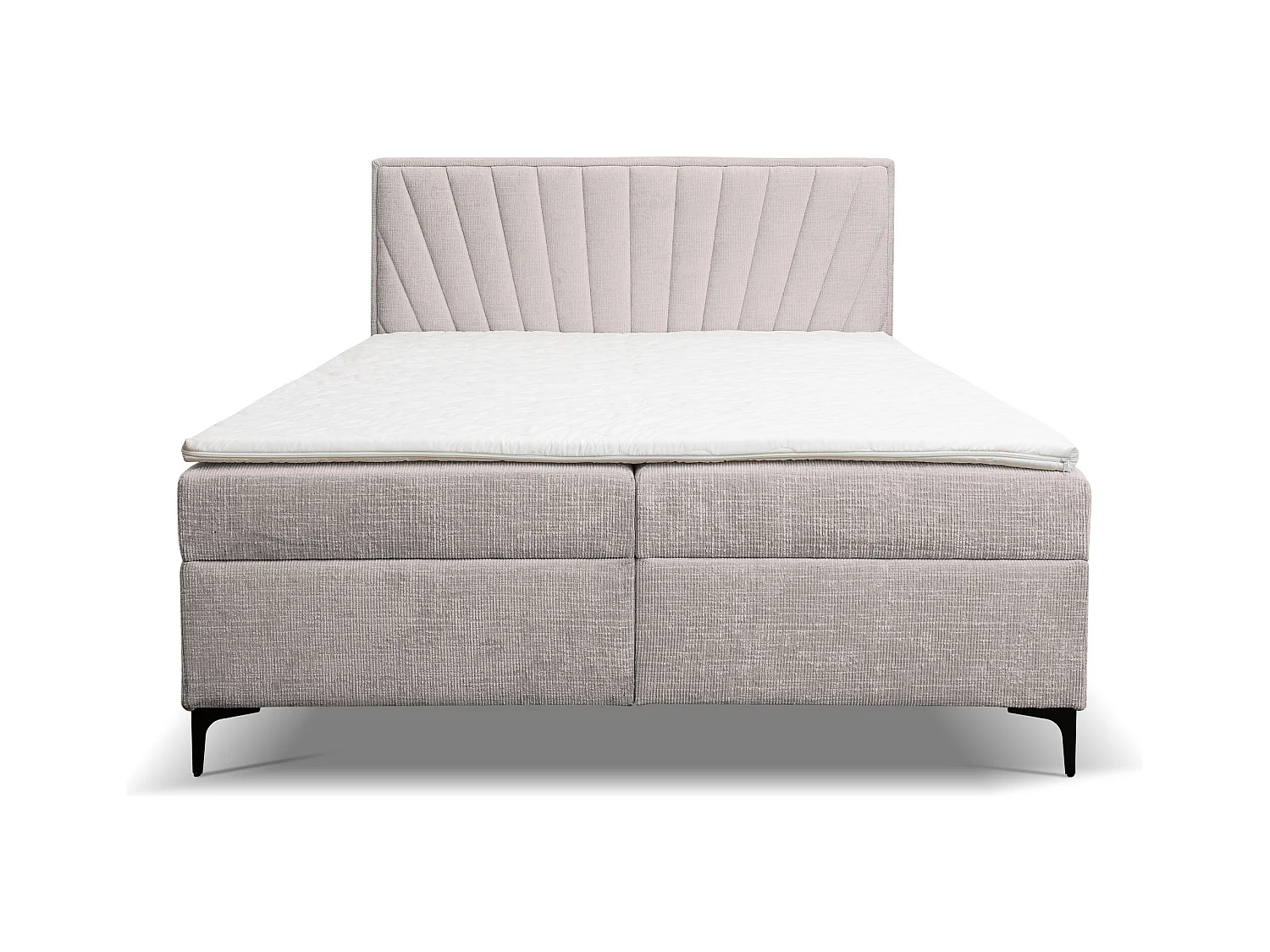 Lit boxspring Cimone avec 2 coffres de rangement, lit rembourré Dimensions: 180x200 cm, couleur: beige, tissu velours