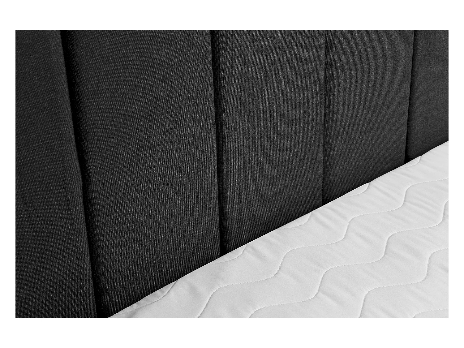 Lit boxspring CLAUDINE avec 2 coffres de rangement, lit rembourré Dimensions: 140x200, couleur: noir, tissu velours