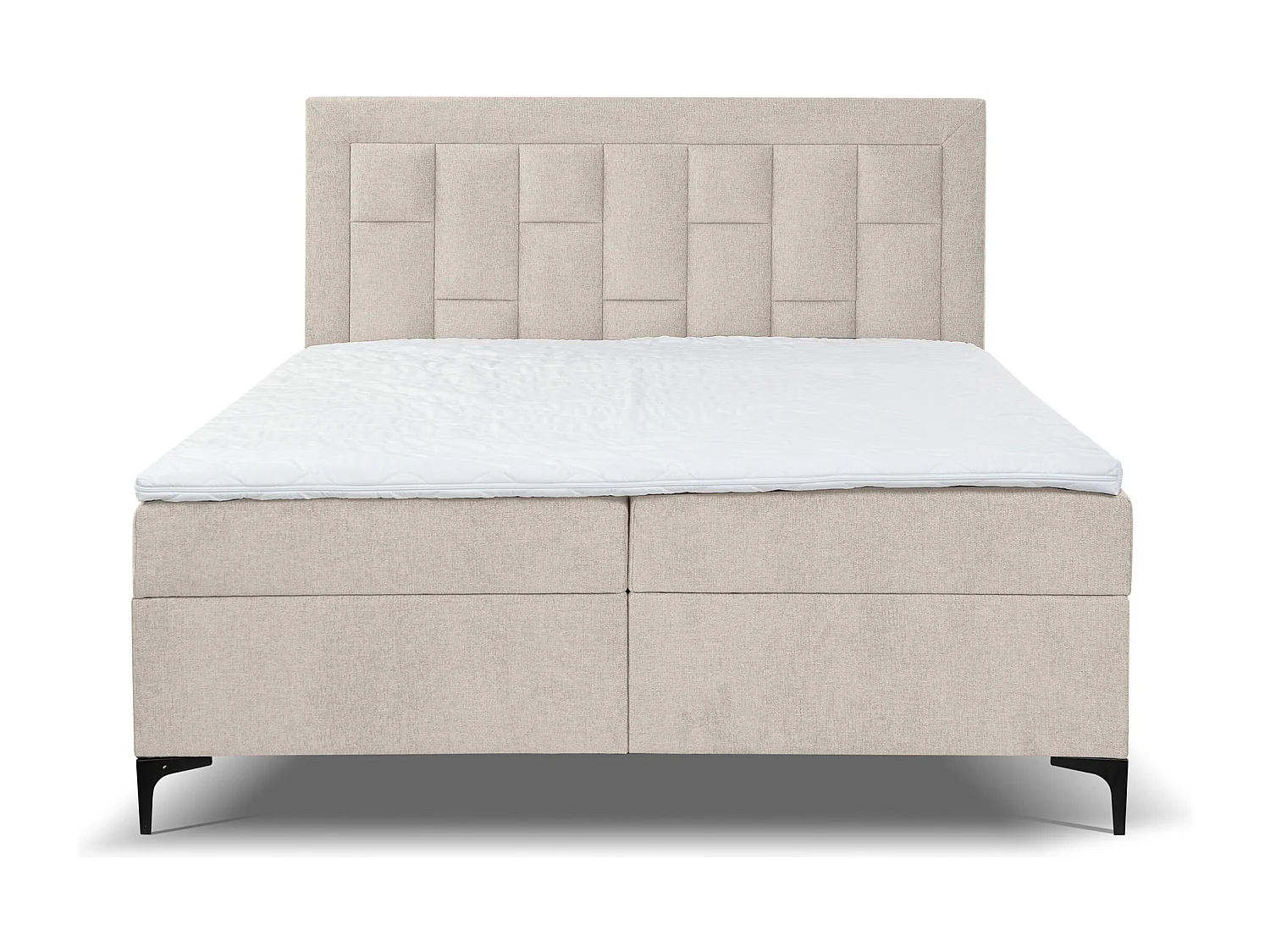 Lit boxspring VENEZIA avec 2 coffres de rangement, lit rembourré Dimensions: 140x200 cm, couleur: beige, tissu velours