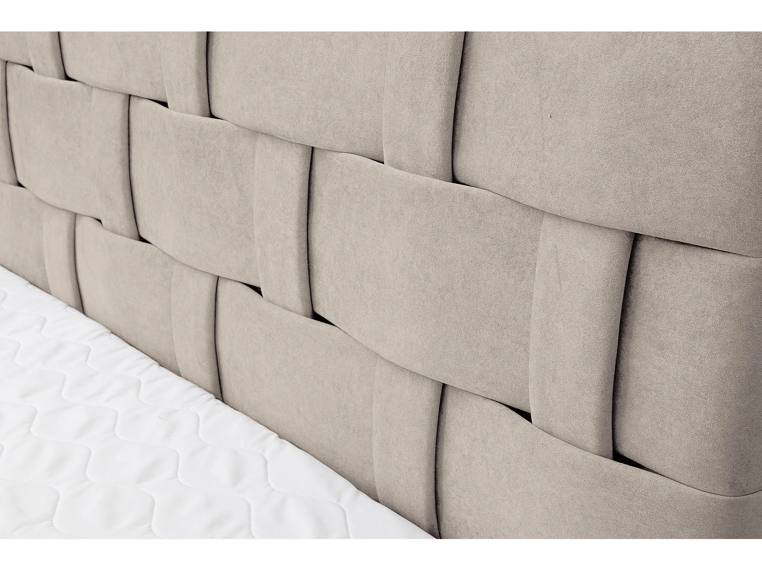 Lit boxspring Charlotte avec 2 coffres de rangement, lit rembourré Dimensions: 140x200 cm, couleur: beige, tissu velours