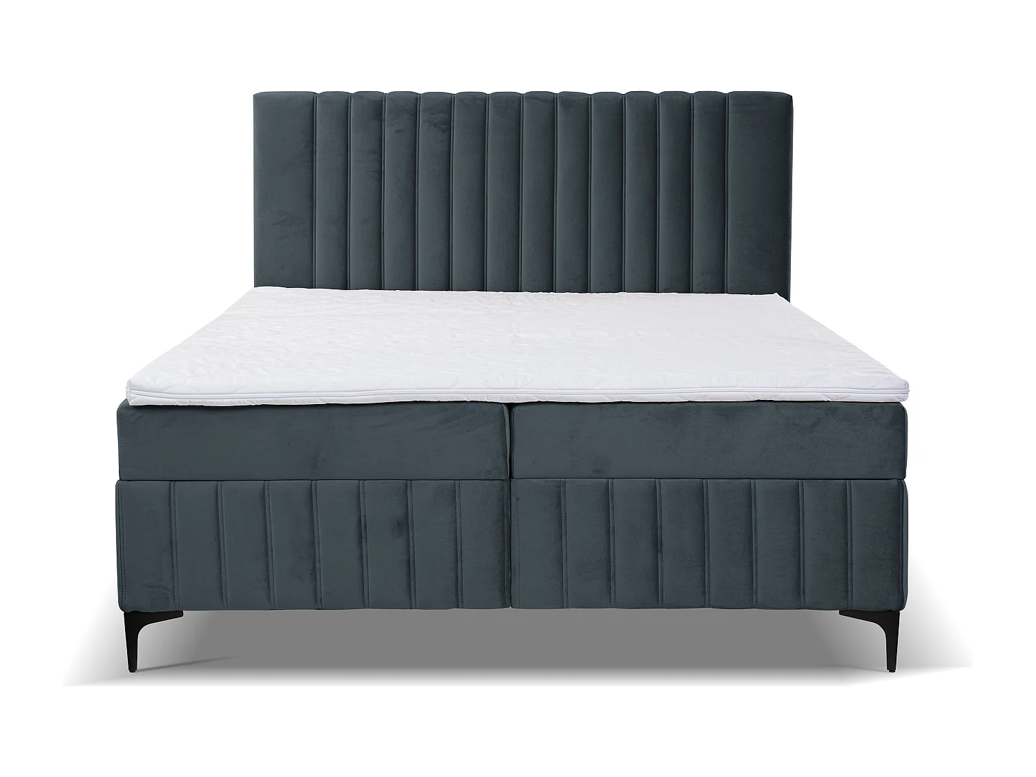 Lit boxspring QUANT avec 2 coffres de rangement, lit rembourré Dimensions: 140x200, couleur: gris foncé, tissu velours