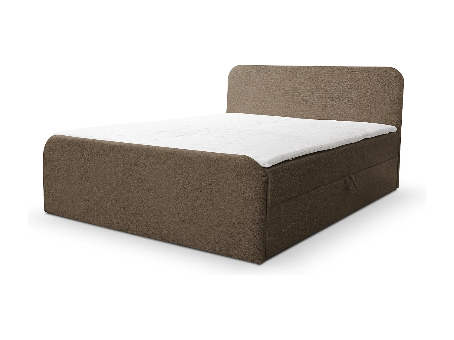 Lit boxspring LAMBI avec 2 coffres de rangement, lit rembourré Dimensions: 140x200, couleur: marron, tissu bouclé