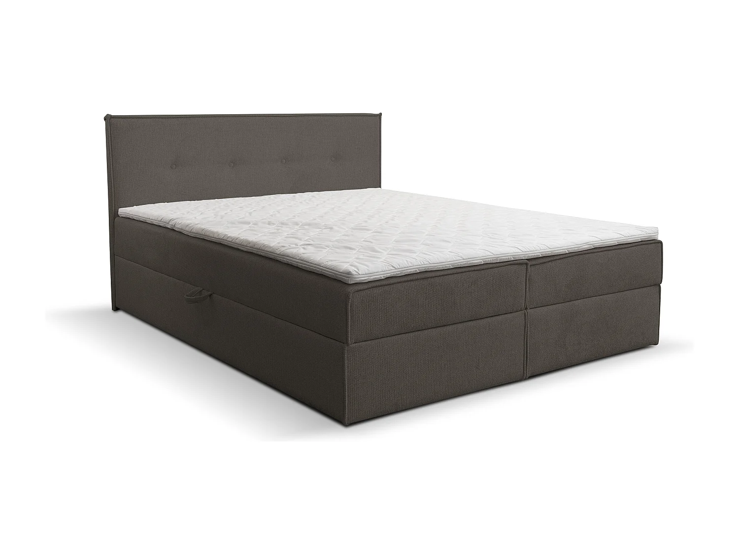Lit boxspring Calido avec 2 coffres de rangement, lit rembourré Dimensions: 160x200, couleur: brun foncé, tissu structuré