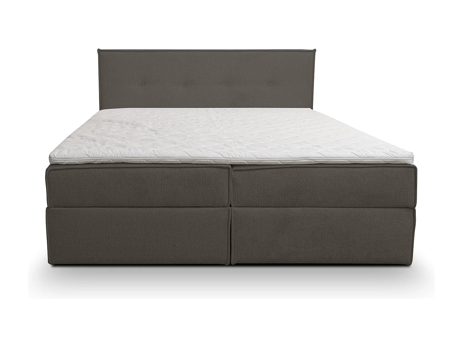 Lit boxspring Calido avec 2 coffres de rangement, lit rembourré Dimensions: 160x200, couleur: brun foncé, tissu structuré