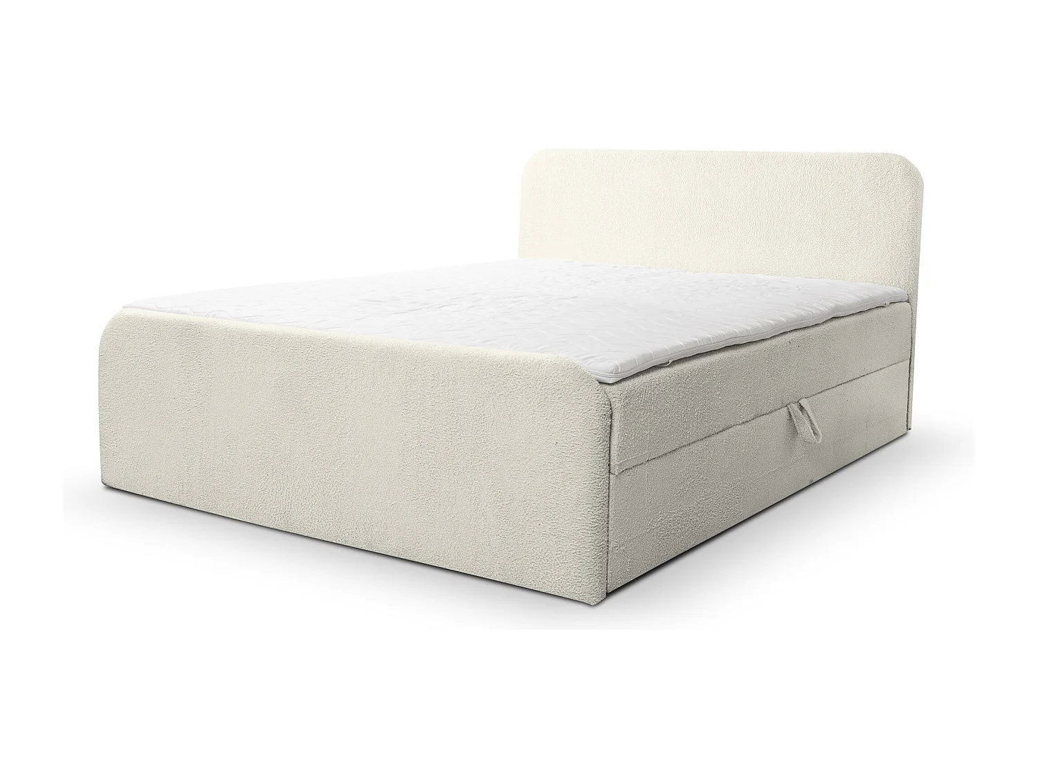 Lit boxspring LAMBI avec 2 coffres de rangement, lit rembourré Dimensions: 180x200, couleur: beige, tissu bouclé