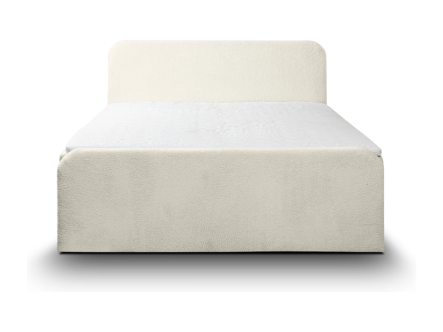 Lit boxspring LAMBI avec 2 coffres de rangement, lit rembourré Dimensions: 180x200, couleur: beige, tissu bouclé
