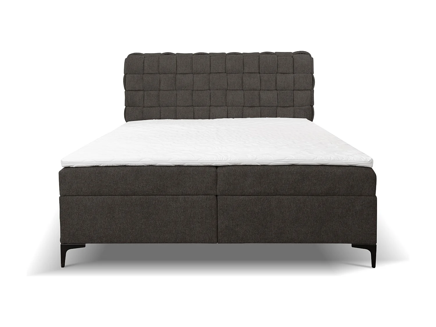 Lit boxspring Roma avec 2 tiroirs de rangement, lit rembourré Dimensions: 180x200, couleur: gris foncé, tissu velours