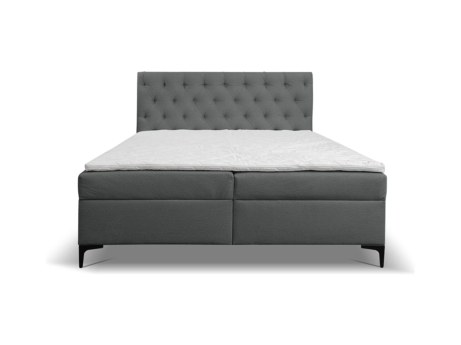Lit boxspring Calipso avec 2 coffres de rangement, lit rembourré Dimensions: 140x200, couleur: gris, tissu velours