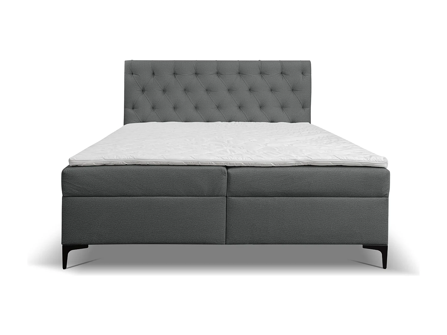 Lit boxspring Calipso avec 2 coffres de rangement, lit rembourré Dimensions: 140x200, couleur: gris, tissu velours