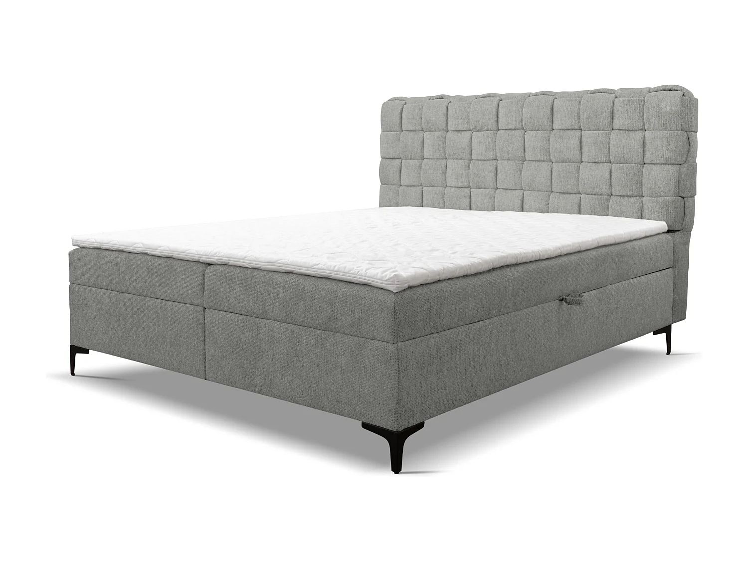 Lit boxspring Roma avec 2 tiroirs de rangement, lit rembourré Dimensions: 180x200, couleur: gris, tissu velours