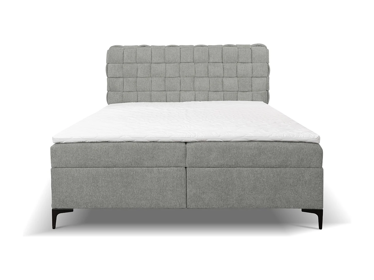 Lit boxspring Roma avec 2 tiroirs de rangement, lit rembourré Dimensions: 180x200, couleur: gris, tissu velours